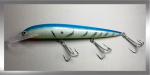 Karikko XXL Glanz-Wobbler, Farbe: Blau-Silber-Gelb + schwarz gezeichnet 022, Länge: 24 cm, schwimmend, von Suomen Uistin The Finnish Lure Company (Jarmo Rapala)